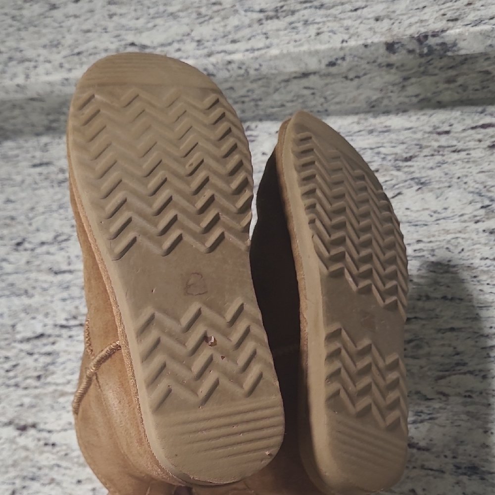 Tan Suede Ankle Boots with Faux Fur Lining - Picture 6 of 7
